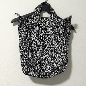 Baggu canvas duck tote bag in black and white composition pattern with strap